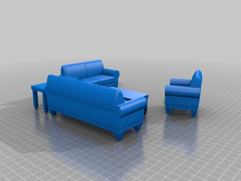 Dollhouse living room set - Sofa - Love Seat - Chair - tables