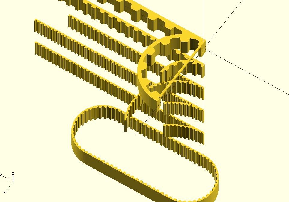 parametric timing belt for openscad