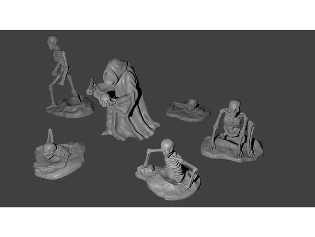 Image of Necromancer and skeleton miniatures