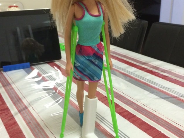 Barbie on crutches and plaster
