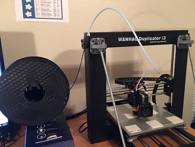 Wanhao Duplicator i3 v2.1 PTFE Filament Guide and Mount (compatible with z-braces mod)