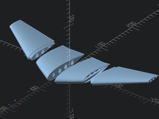 Openscad Parametric Flying Wing Test  ---NACA Airfoil