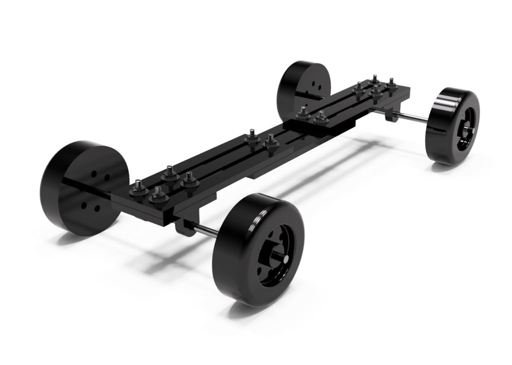 1/24-1/25 Scale Adjustable Mock-Up Chassis for RC, Model, and Slot Car Bodies 
