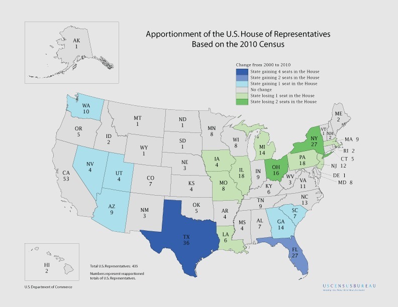 United States by Seats in House of Representatives (2013-2023)