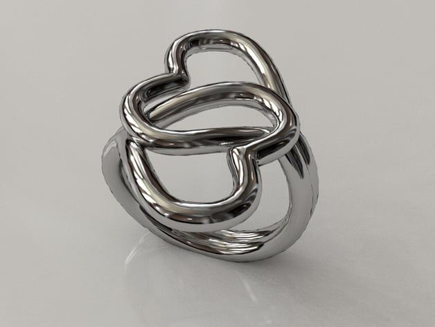 Knotted hearts ring