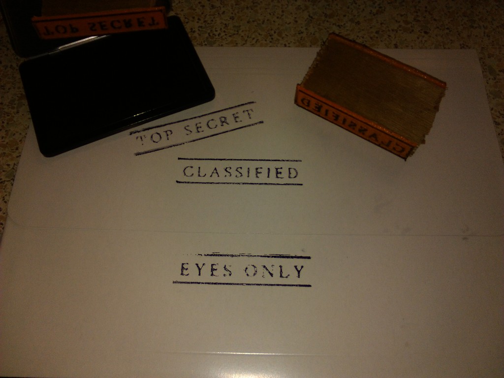 ink stamps - secret agent : top secret, classified, eyes only etc