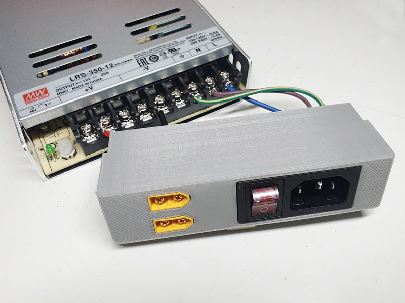 MW LRS PSU cover with switch and XT60 connector (Mean Well Slim Power Supply Switch)