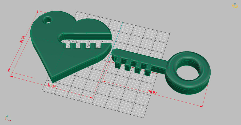 Heart and Key - key chain