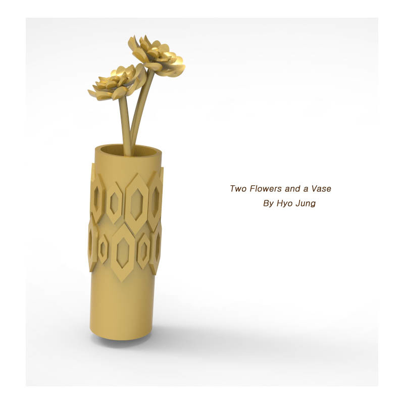 two flowers and a vase miniature