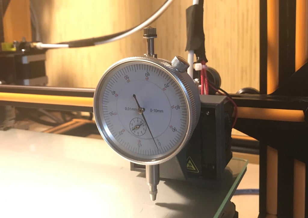 CR-10, CR-7, Ender - Dial Indicator Mount for Bed Level (Remix for larger fanducts)