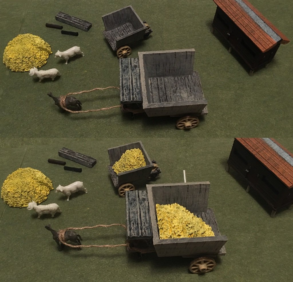Miniature Medieval Hay Carts
