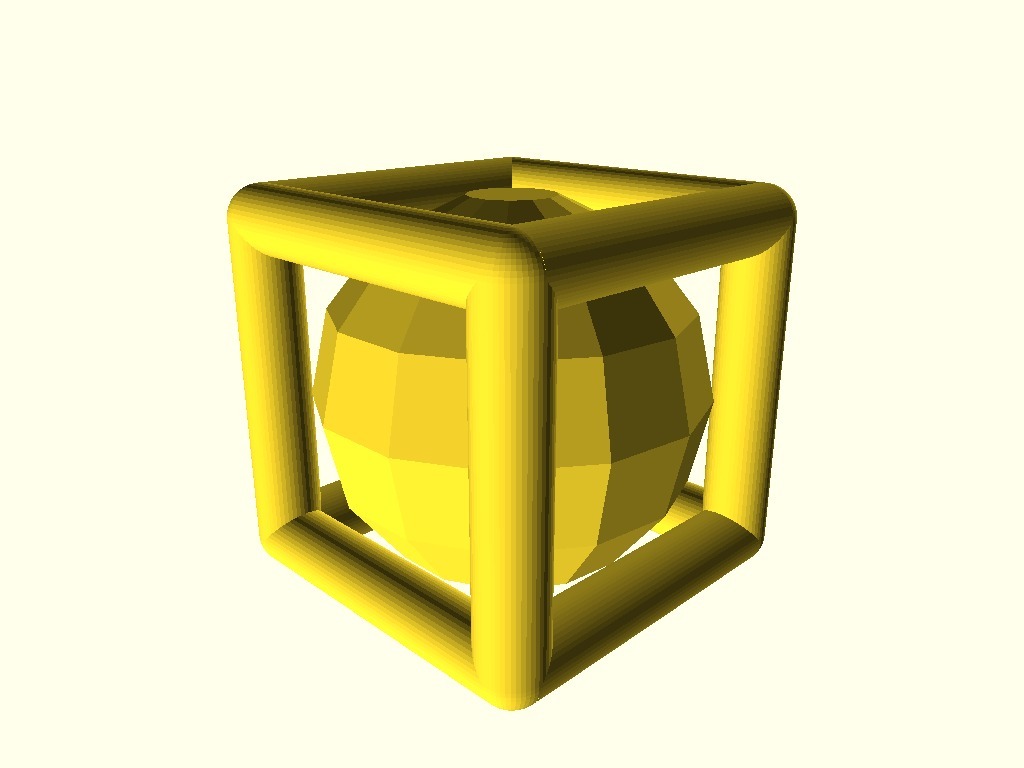 Sphere in hollow cube