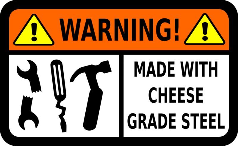 Cheap tool warning sign