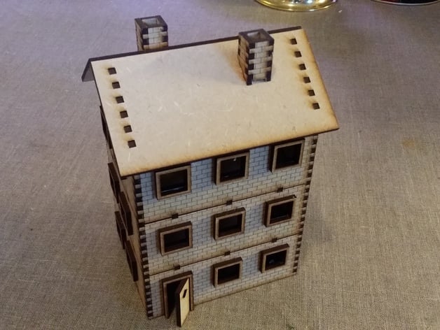 Modular 28 mm Laser cut brick house with three floors