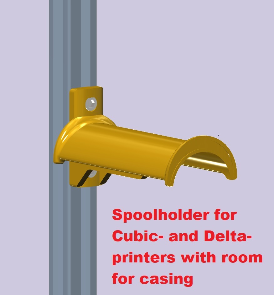 Spoolholder for Cubic- and Delta-printers with room for casing