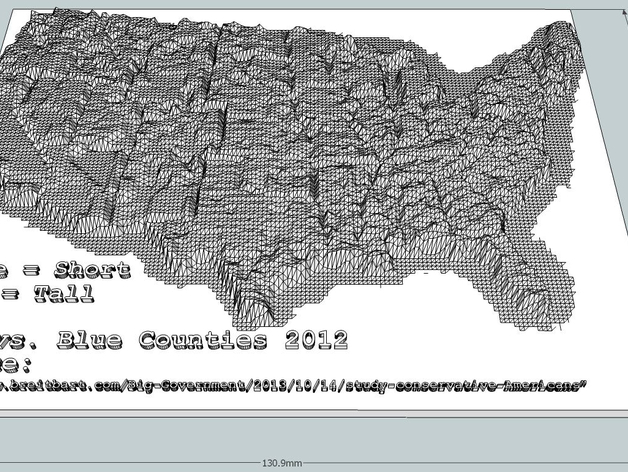 2012 USA Red vs. Blue County Demographic 2d to 3d Conversion