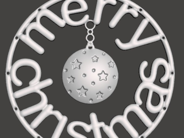Christmas Tree Ornament - Merry Christmas with ball and stars