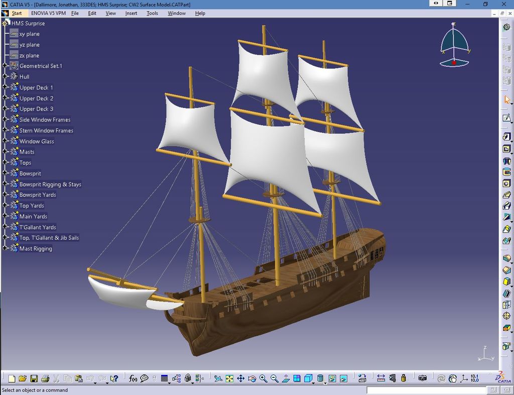 HMS Surprise Catia V5 Surface Model and .STL