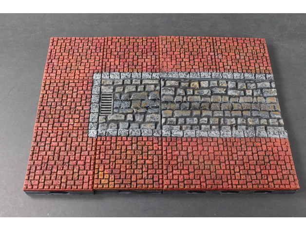 Image of OpenForge Cobblestone Streets: Manholes Against Curb