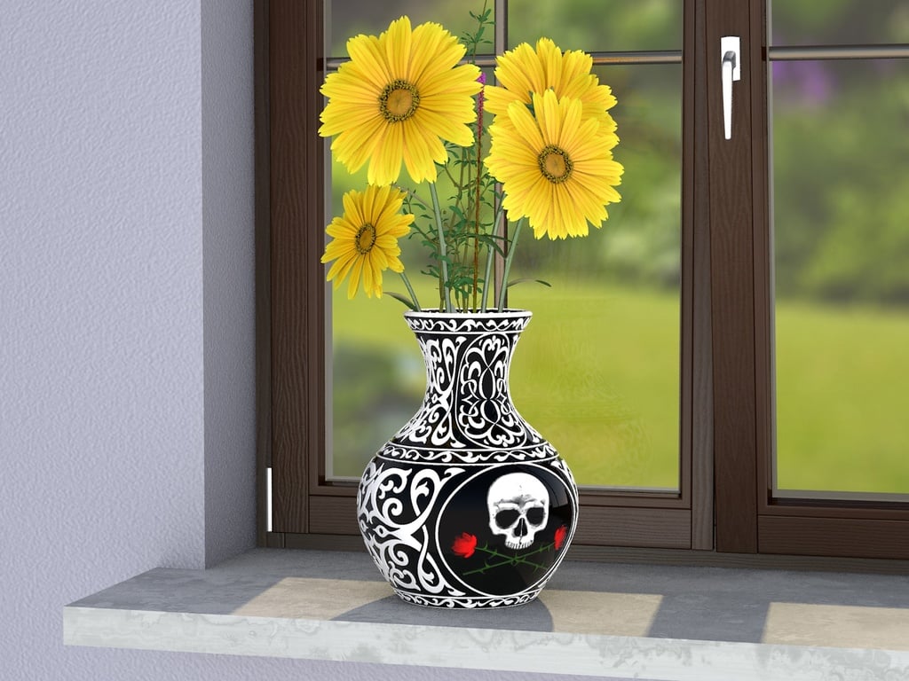 Skull Vase Ornament Style