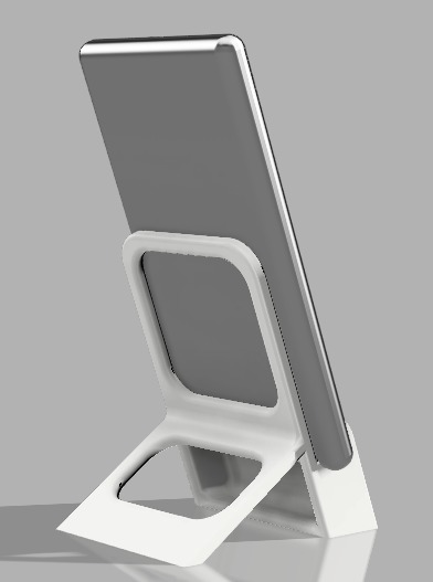 Mobile stand with space for charger cable