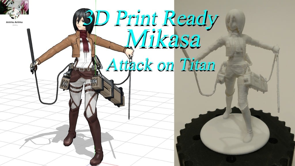 3D PRINT READY!! Mikasa from Attack On Titan 