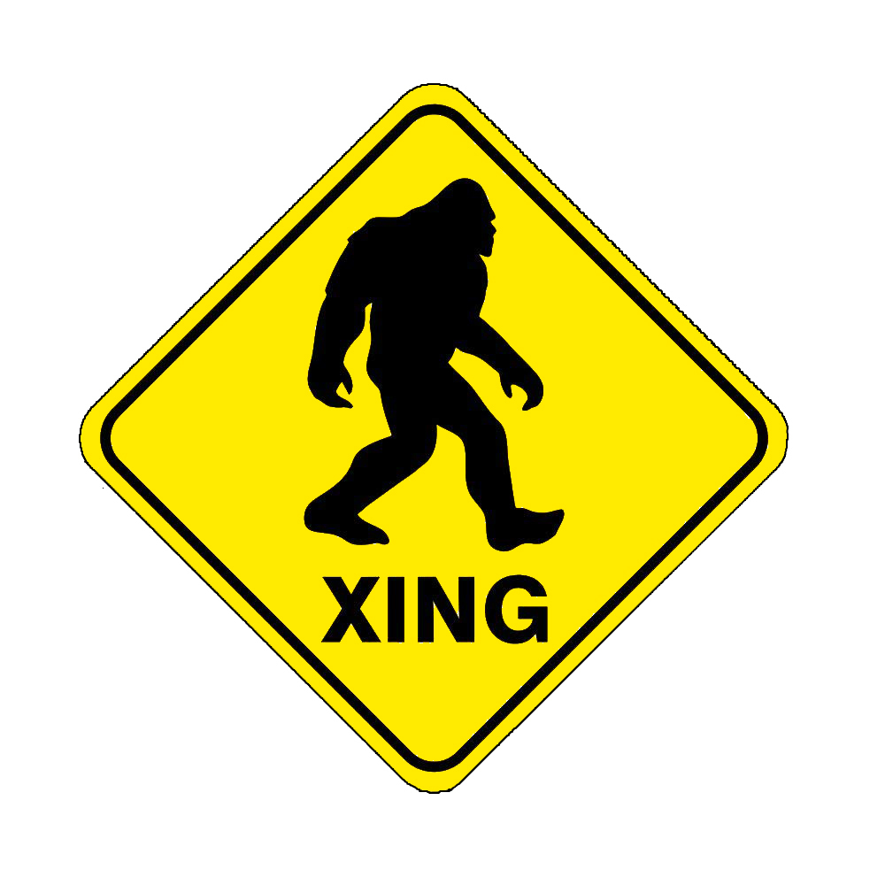 Bigfoot Xing Sign, with built in hanger on back
