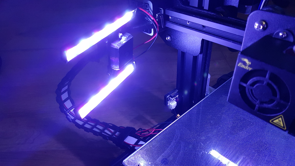 ender 3 pi camera and led strip mount with ribbon cable attachment
