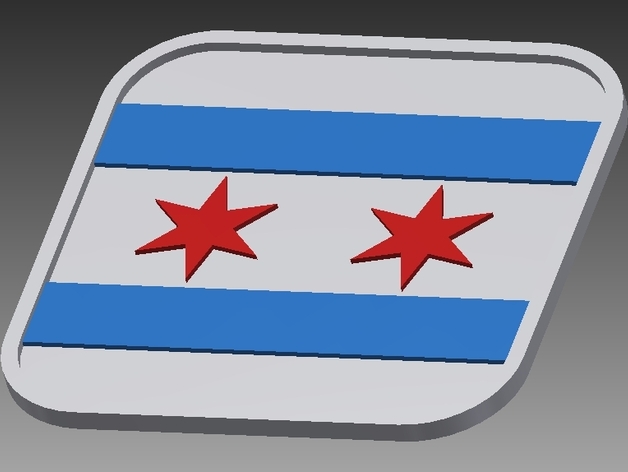 2-Star Chicago Flag Coaster