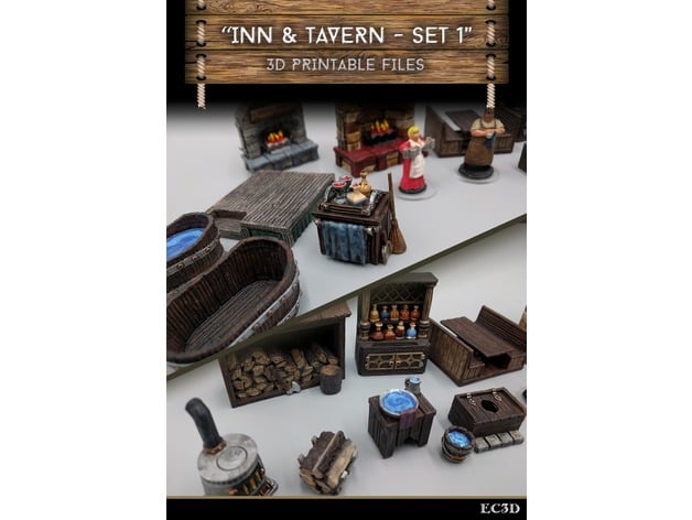 Image of Inn & Tavern Items - Set 1 - 28mm gaming - Sample Items