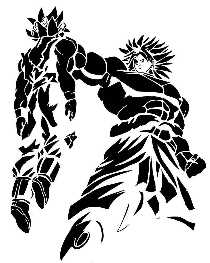 Goku and Broly stencil