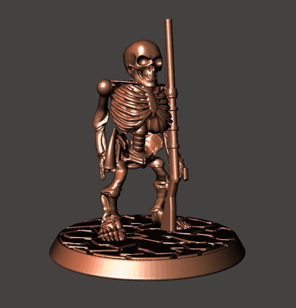 28mm Undead Skeleton Dwarf Warrior - Armed with Musket