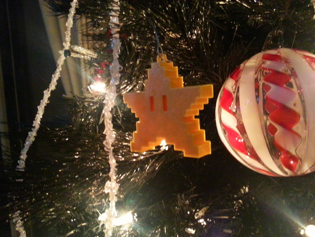 Starman Pixel Christmas Ornament with Loop from Super Mario Brothers  (Single & Dual Extrusion)