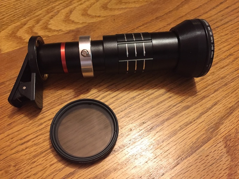 Filter adapter for smartphone telephoto lens