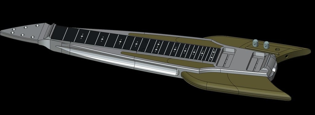 Lap Steel Guitar, vintage SciFi style. For 200mm and larger printers