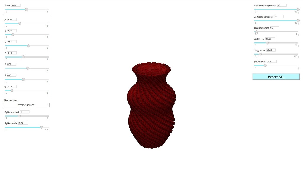 3D vase model online creator