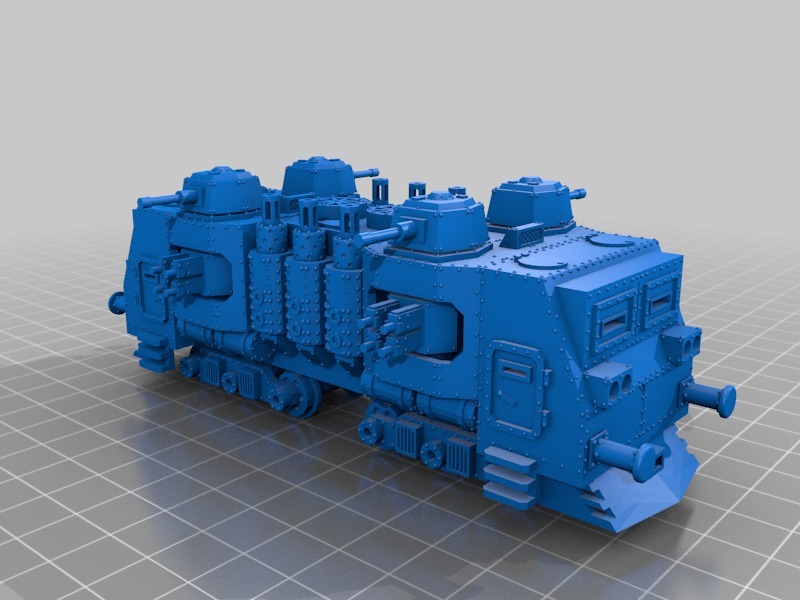 WARHAMMER 40K Armored train loco - 18 mm scale - 1:87 HO gauge w/ motor