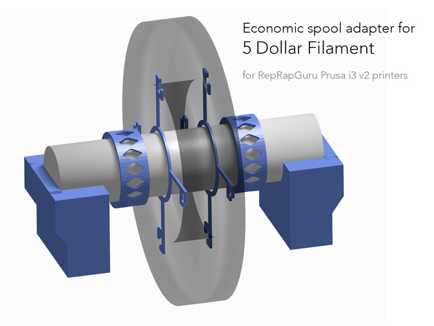 Economic 5DollarFilament spool adapter for RepRapGuru Prusa i3 v2