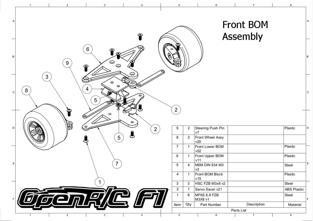 Front BOM Assembly Diagram
