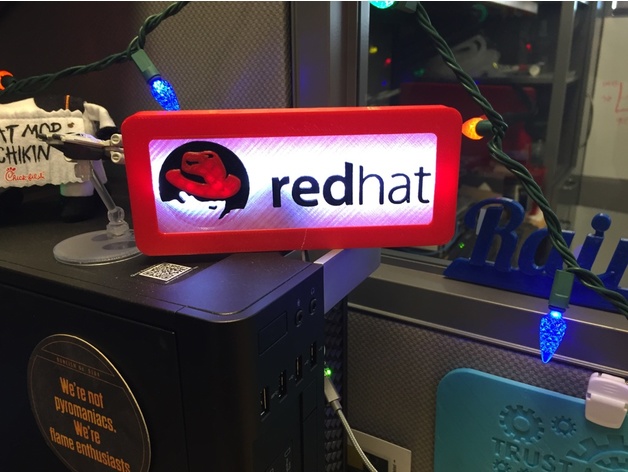 LED RedHat Shadowman Logo Sign powered by Adafruit Trinket and NeoPixels