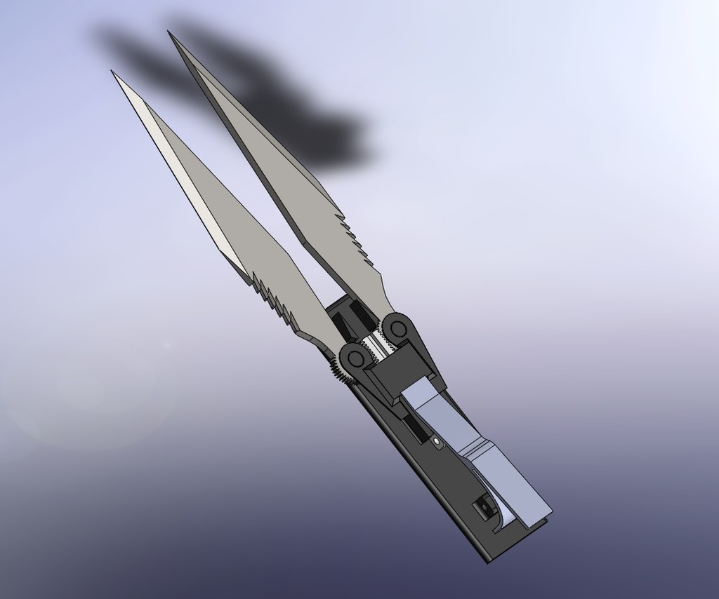 Closing scissor blade with trigger 