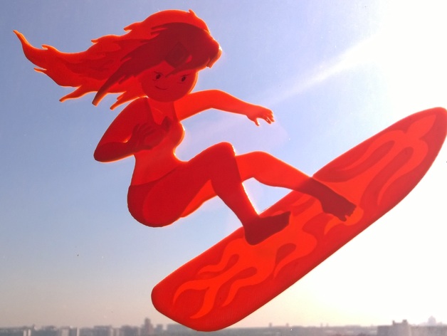 Surfing Flame Princess from Adventure Time