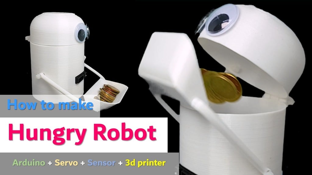 [How to make] Hungry Robot (Eat everything) using Arduino Servo Sensor 3d printer project
