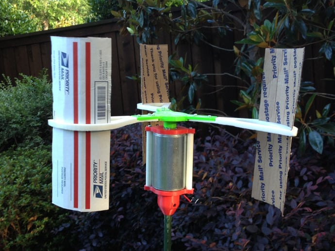 Modified Vertical Axis Wind Turbine (1/4" Motor Shaft)