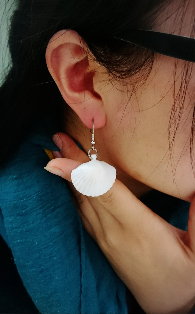 shell earring necklace (Silk filament)