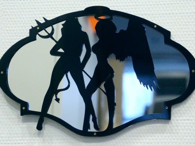 in mirror - hell and heaven angels laser cut