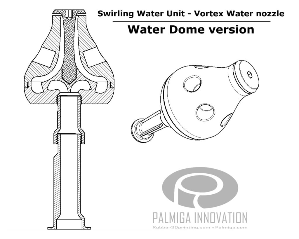 Swirling Water Unit - Vortex water nozzle - Water Dome version