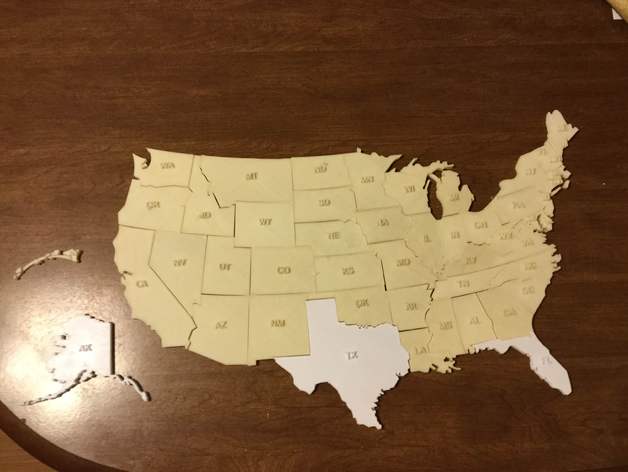 3D United States Printable Map