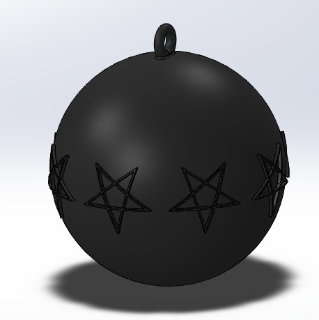 Anti Christmas Tree Ball for Black Metal Heads w. Pentagram HD STL