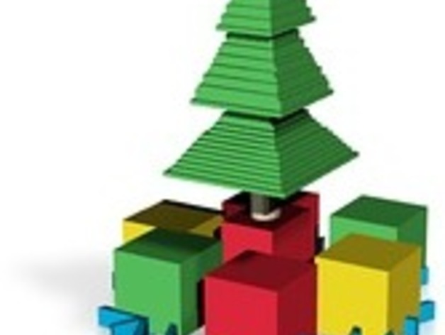 partly minecraft christmas tree with presents